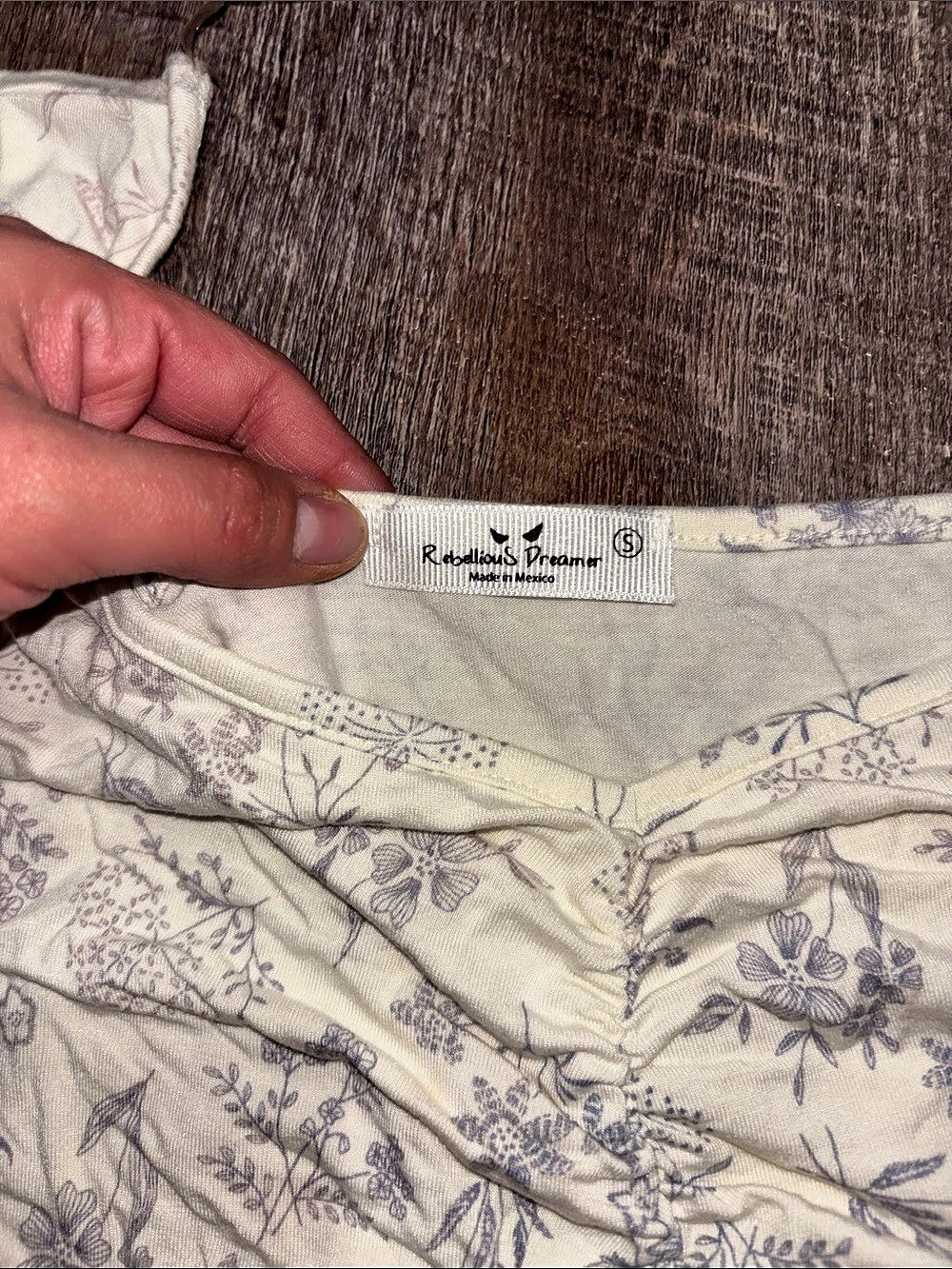 Renaissance Primrose Floral Crop Top in White & Purple Size Small - Picture 3 of 3